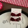 Excelente Grampo de Cabelo com Laço Veludo Vinho de Ano Novo, Tiara Doce com Strass, Presilha de Cabelo com Fita Meio Presa de Princesa