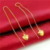 Pendientes de amor de oro de arena de Vietnam, lisos, galvanizado en oro real, borla, línea de oreja de amor para mujer, venta al por mayor, joyería transfronteriza, venta al por mayor
