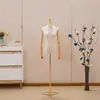 Maniquí de Media Figura Femenina para Escaparate de Tienda de Ropa, Base Galvanizada, Maniquí de Alambre Dorado para Exhibición, Muñeco