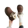 Sapatos femininos estilo Birkenstock, redondos na ponta, forrados com fleece, coleção de inverno 2026, com sola grossa para altura extra, sapatos de algodão confortáveis e quentes, e botas de neve