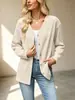 2026 Moda Casual Europea y Americana Transfronteriza Amazon Color Sólido Cuello en V Manga Larga Botón Suelto Tejido Abrigo Estilo Relajado