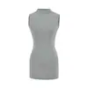Vestido de Tirantes Estilo Puro Deseo Chica Picante Cuello Medio Alto Sin Mangas, Nuevo Vestido Corto Bodycon Elástico Ajustado Primavera/Verano