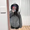 Sudadera con Capucha de Color Sólido Estilo Retro Perezoso para Mujer Otoño e Invierno 2025 Forrada de Polar Cálida Holgada Cardigan Chaqueta con Cremallera Moderna