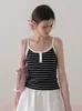 Camisola de punto a rayas para mujer, nuevo diseño de verano 2025, estilo nicho, top sin mangas para usar sobre otra ropa.