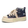 Sapatos de lona de cano alto chiques de estilo coreano sapatos femininos 2024 nova explosão sola grossa versátil sapatos esportivos casuais sapatos de pano