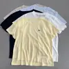 Camiseta de Verano Nueva para Mujer, Bordada con Caballo Sencillo, Manga Corta, Cuello Redondo, Color Sólido, Transpirable, Versátil, de Lyocell Tencel