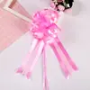 Cintas de flores atadas a mano para bodas al por mayor, decoración de banquetes, flores atadas a mano de doble capa, nudo de bola de flores tridimensional, cintas impresas para coche de bodas