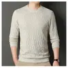 Camiseta de manga larga para entretiempo, Suéter de nuevo estilo, Suéter tejido liso casual para hombre, Suéter de cuello redondo, Sudadera para entretiempo