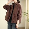 Chaqueta de Algodón Acolchada con Bolsillo Grande para Mujer, Holgada Talla Grande Cálida de Invierno Nuevo Retro Casual Manga Larga Abrigo de Algodón Venta al por Mayor