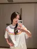 Camiseta con Estampado de Nicho de Manga Corta para Mujer, Diseño de Moda Retro Americano, Top Versátil de Moda de Media Manga para Pareja de Verano