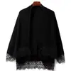 Nuevo Chal de Punto con Adorno de Encaje Elegante Ligera Lujo Sensación de Alta Gama Capa para Mujer Otoño Invierno Crochet Color Sólido Cárdigan Ropa Exterior