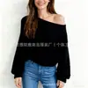 Suéter de Punto Asimétrico Hombro Caído Manga Larga 2026 Otoño e Invierno para Mujer Top de Punto Holgado Estilo Perezoso Suave Versátil