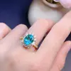 Anillo de Topacio Natural Abierto para Mujer Plata de Ley S925 Incrustado Piedra Principal 8X10mm Venta Directa de Fábrica Dropshipping
