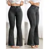 26 Novos Modelos de Jeans Feminino Estilo Europeu e Americano do Aliexpress Transfronteiriço, Calças Flare Slim-Fit Elásticas, Calças Micro Flare Levanta-Bumbum de Cintura Alta Atacado