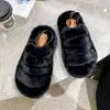 Pantuflas peludas populares para mujer para usar en exteriores, nuevo modelo casual antideslizante de moda perezosa de una tira peluda para mujer, otoño e invierno 2026