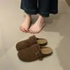 Chinelos Meio Birken Retrô Femininos para Uso Externo Outono 2026 Novos Chinelos Mule Fechados na Ponta, Slip-on, Sola Macia, Antiderrapantes