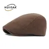 Gorra Plana Retro Clásica para Hombre de Otoño e Invierno Boina de Tweed Espiga Boina de Pico Estilo Británico para Mujer Tendencia