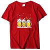 Camiseta de Mujer con Estampado de Astas, Linterna de Tres Copas de Vino Navideña, Manga Corta 'Wish'
