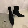 Botas de tacón de aguja retro, de moda con faldas, botines de punta fina para mujer, nuevos botines de estilo francés para otoño e invierno 2026 para mujer