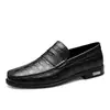 Zapatos de Hombre de Piel de Vaca de Primera Capa, Mocasines de Cuero Genuino con Patrón de Cocodrilo, Zapatos de Cuero para Hombre Slip-On Casual de Negocios, Suaves y Transpirables