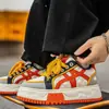 Zapatos de Skate para Hombre de Bloques de Color Retro con Suela Gruesa Zapatos Deportivos Casuales de la Alta Calle Americana Zapatos Versátiles para Estudiantes que Aumentan la Altura Tendencia