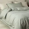 Juego de ropa de cama de color sólido ultra suave y amigable con la piel de estilo moderno minimalista para dormir sin ropa, juego de textiles para el hogar de cuatro piezas de algodón puro, algodón lavado, Nesa