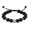 Pulsera de Obsidiana Despertar León Chapada en Plata Pulsera Retro de Tendencia Nacional Chapada en Plata para Hombres y Mujeres Joyería de Plata de Alta Gama Buena Suerte Regalo