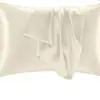Fronha Estilo Envelope Cor Lisa para Fronha de Seda Sintética Fronha de Seda Cetim Similar à Seda e Amiga da Pele Travesseiro de Dormir Individual