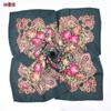 Lenço de estilo étnico de Xinjiang transfronteiriço para Outono e Inverno, lenço quadrado de flor, lenço de algodão e linho, xale de estilo ocidental versátil para mulheres
