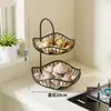 Cesta de almacenamiento de cocina para cebolletas, jengibre y ajo, estante de escritorio para verduras, estante de almacenamiento de frutas de doble capa multifuncional para uso doméstico en la sala de estar