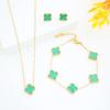 Collar de trébol de tres piezas de doble cara de acero inoxidable, pendientes, pulsera, traje para mujer, gran oferta transfronteriza europea y americana.