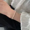Pulsera de perlas de plata de ley S925 para mujer, pulsera simple y linda con un diseño delicado y lindo, accesorio de joyería de alta gama