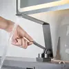 Lavabo de lujo ligero color gris plomo, grifo para lavabo, lavabo de encimera de baño, mueble de baño doméstico, grifo de cascada frío y caliente