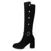 Botas vaqueras retro de tacón grueso con remaches, nuevas para Otoño e Invierno 2025, versátiles, de caña alta, gamuza, estilo caballero