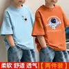 Camiseta de manga corta para niño, moda infantil de verano, elegante y fresca, manga media, nuevo modelo 2026, ropa de verano para niños talla grande, camiseta moderna de algodón puro, fresca y guapa