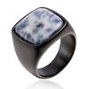 Amazon caliente nuevo anillo retro personalizado para hombre de piedra natural y acero de titanio joyería de acero de titanio de moda venta al por mayor