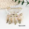 Pulsera de venta caliente transfronteriza colgante de hoja bohemia cordón elástico de cuentas multicapa joyería cuadrada para foto de playa