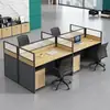 Escritorio de Computadora de Oficina Moderno Sencillo para 4 Personas 6 Personas Escritorio de Trabajo para Personal Combinación de Escritorio y Silla de Oficina