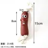 Fábrica em estoque atacado vinil pet cartoon salsicha milho gato cão moagem corda nó brinquedos interativos suprimentos para animais de estimação
