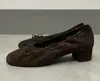Sapatos Mary Jane redondos de camurça estilo retrô francês com laço, corte baixo, salto grosso, sapatilhas novas outono 2026