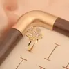 Anel Florido de Trevo de Quatro Folhas Banhado a Ouro Cobre com Zircônia, Anel Rotativo Ajustável para Mulheres, Design Floral Elegante e Único, High-End