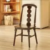 Cadeira de Jantar Retrô Francesa Estilo Medieval em Madeira Maciça, Cadeira com Encosto para Uso Doméstico, Banco Longo, Cadeira de Lazer Estilo Americano Mediterrâneo para Uso Doméstico
