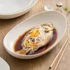 Bol ovalado de porcelana blanca de fábrica para ensalada de frutas vajilla de hotel bol tipo lingote de alta gama plato para el hogar plato para pescado