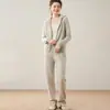 Nuevo Traje de Cachemir de Invierno 2025 para Mujer Sudadera Casual Conjunto de Dos Piezas Moda Suelto Pantalones Rectos de Punto de Cachemir Tendencia