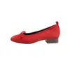 Zapatos planos de estilo francés con lazo para mujer, nuevo modelo de verano 2026, punta cuadrada, tacón grueso, adecuados para combinar con faldas, zapatos para ir al trabajo, zapatos de talla grande para mujer