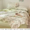 Juego de Cubrecolchón de Verano Estilo Princesa Todo Algodón, Juego de Cuatro Piezas, Colcha de Verano de Algodón Puro de Soja, Lavable a Máquina, Colcha de Aire Acondicionado
