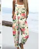 Roupas femininas transfronteiriças estilo europeu e americano de verão, novo estilo, macacão casual de moda com suspensórios estampados em 3D digital com botões