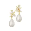 Brincos de Pingente de Diamante e Pérola para Comércio Exterior Amazon Novos Versáteis Modernos Casuais Presente de Aniversário para Mulheres