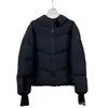 Chaqueta de Plumón Casual de Invierno para Pareja Moncler Corta Hombro Caído Corte Holgado con Capucha Ribete Reflectante Abrigo Engrosado
