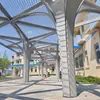 Pérgola metálica de estructura de acero para exteriores para parques, zonas residenciales y proyectos municipales; fabricante de pasillos de estructura de acero, villas de patio y cenadores de metal